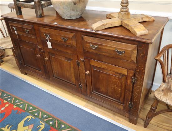 A Georgian style oak dresser base W.168cm